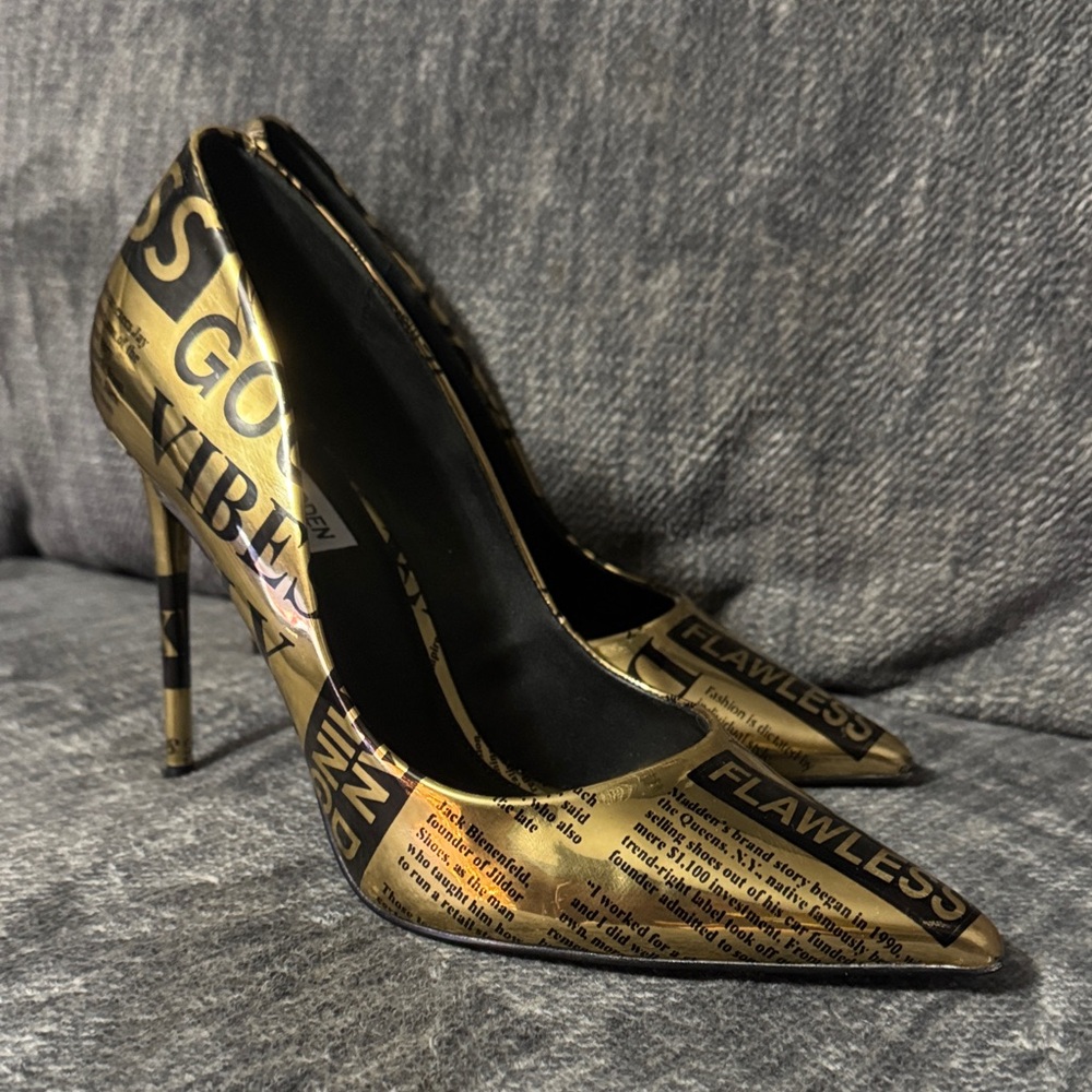 Steve Madden Gold Print Stiletto Heels